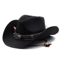 Straw Cowboy Hat with Beaded Band