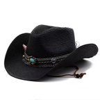 Straw Cowboy Hat with Beaded Band