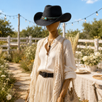 Straw Cowboy Hat with Beaded Band