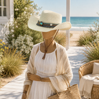 Straw Cowboy Hat with Beaded Band