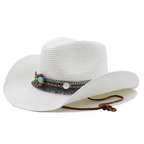 Straw Cowboy Hat with Beaded Band
