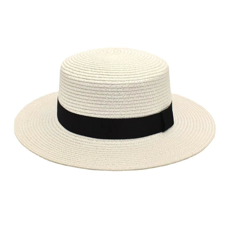 Considered Woven Straw Sun Hat, Flat Wide Brim