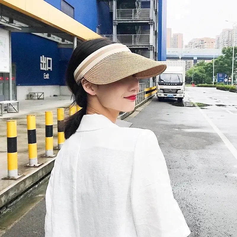 Selected Open-Crown Straw Sun Visor