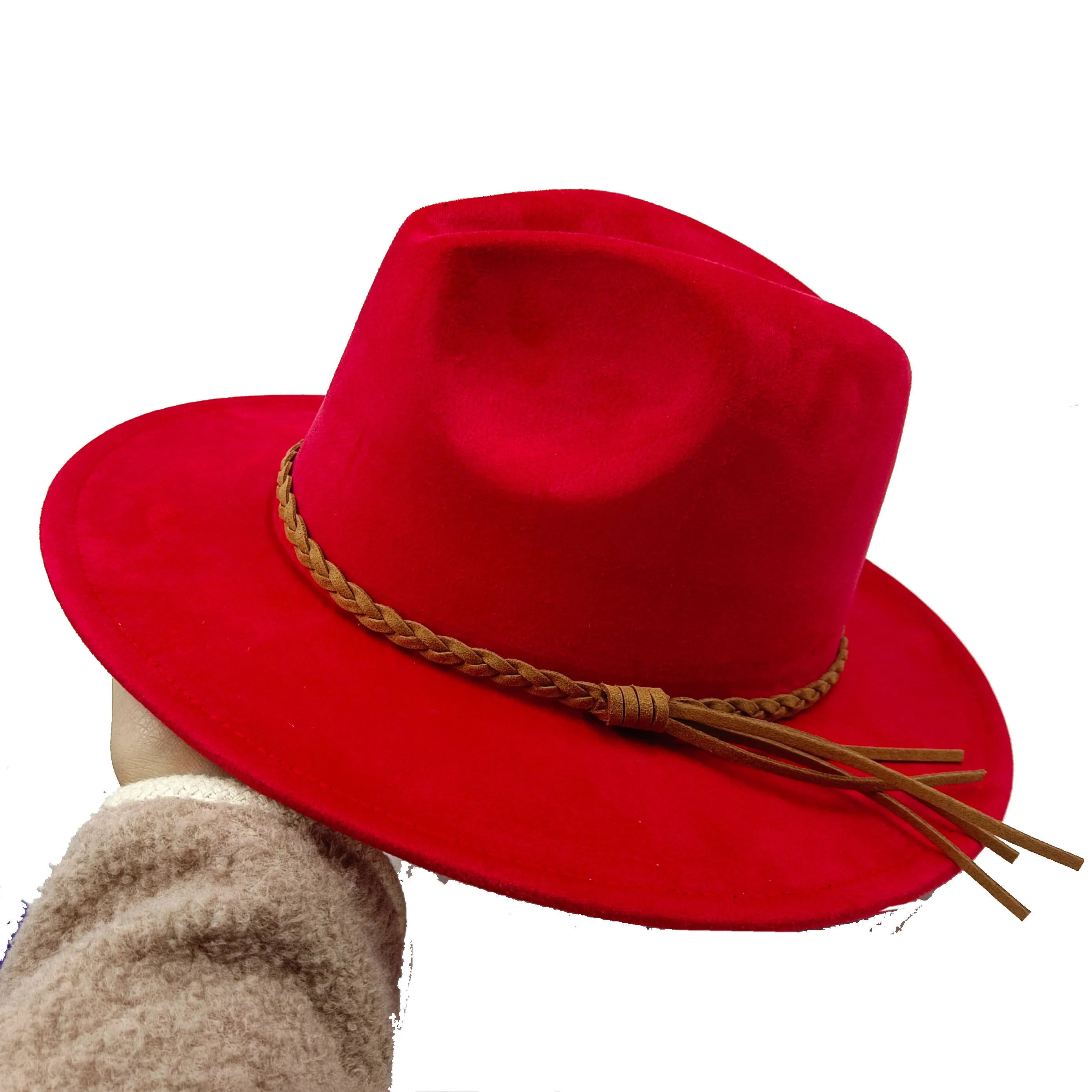 Selected Faux Suede Fedora, Wide Brim Elegant