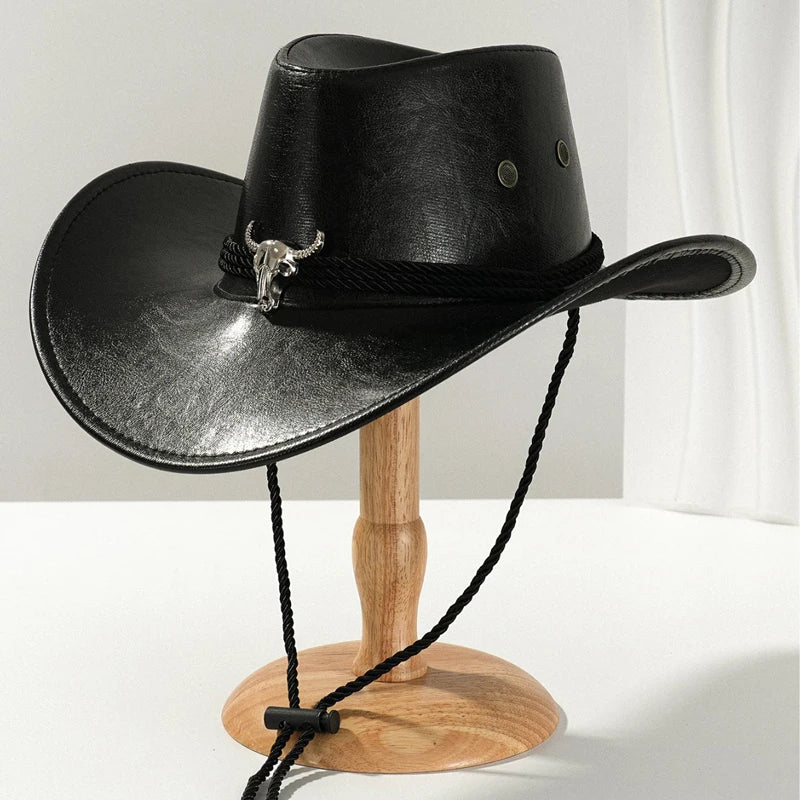 Considered Faux Leather Western Hat, Vintage Finish