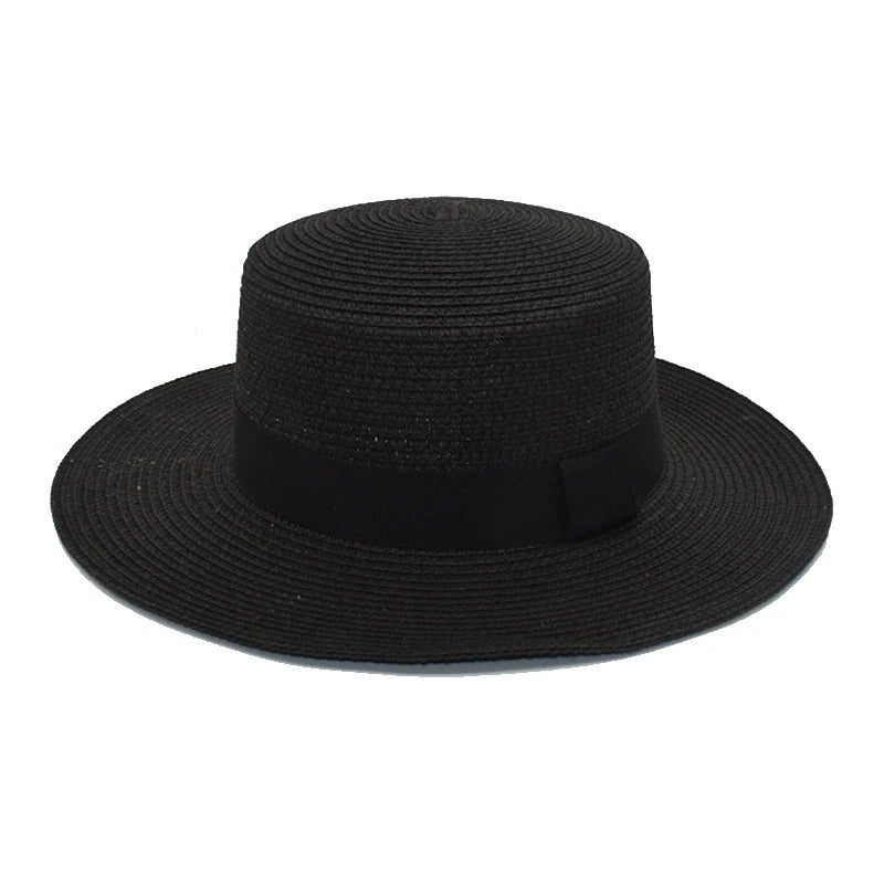 Considered Woven Straw Sun Hat, Flat Wide Brim