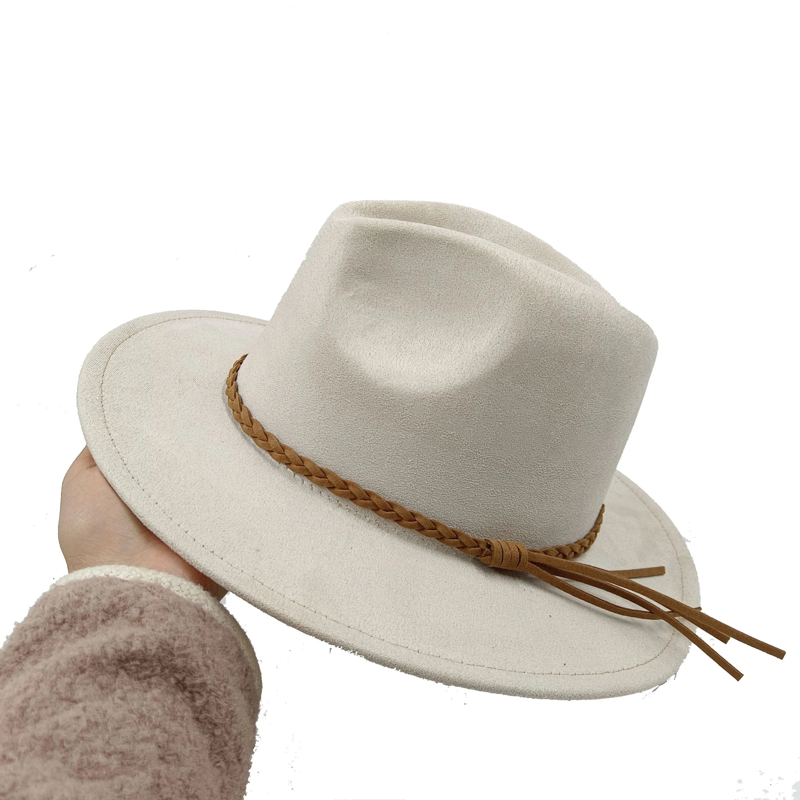 Selected Faux Suede Fedora, Wide Brim Elegant