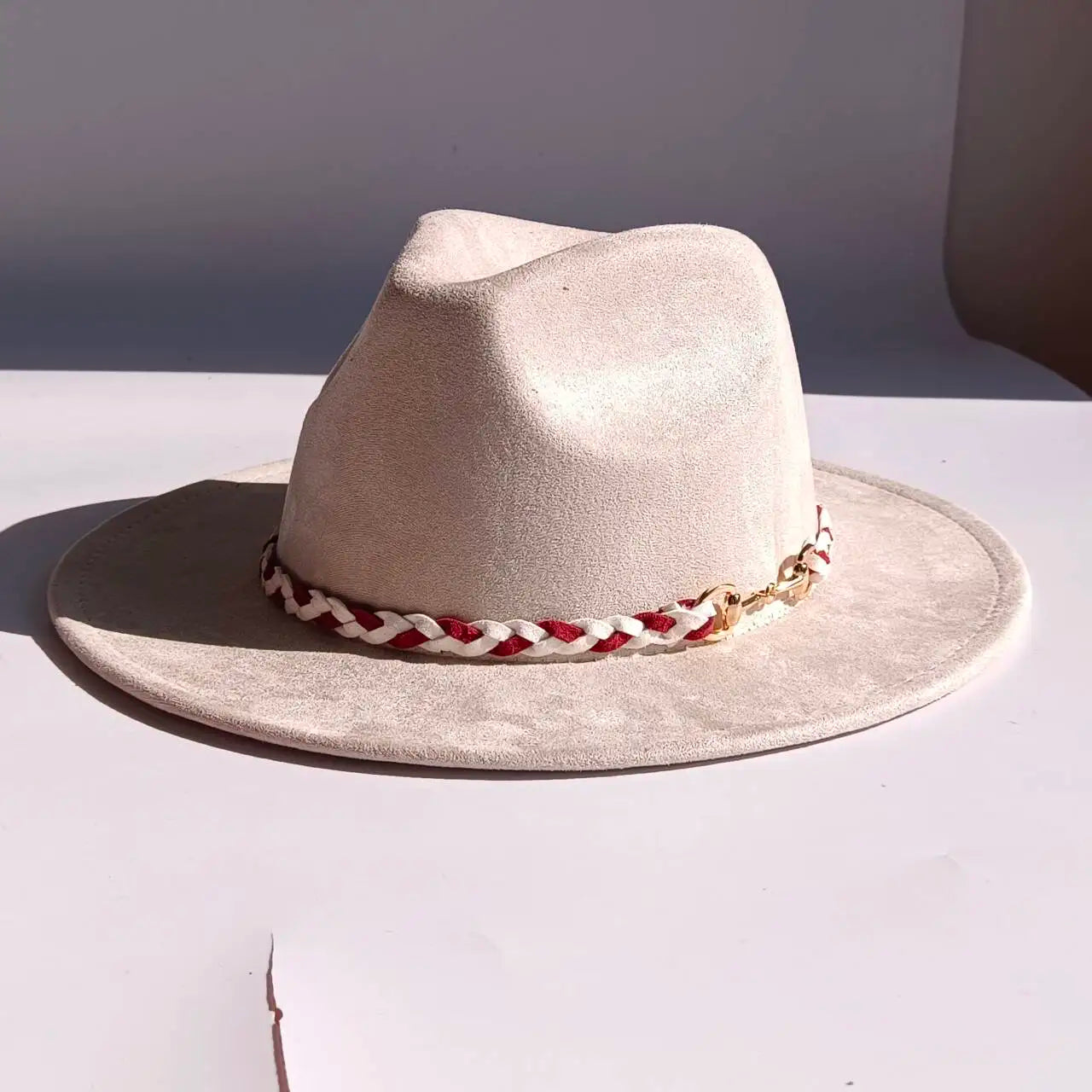 Selected Faux Suede Fedora, Wide Brim Elegant