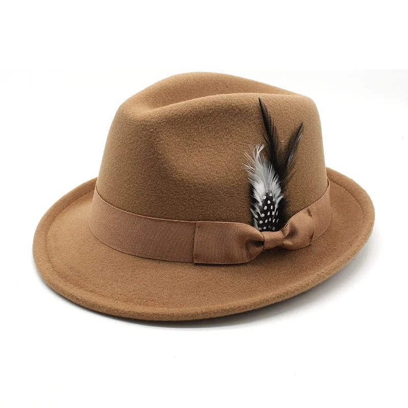 Selected Soft Felt Hat with Feather Trim