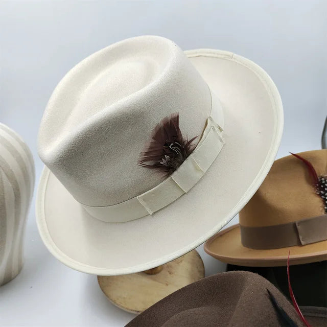 Selected Faux Suede Fedora, Wide Brim Elegant