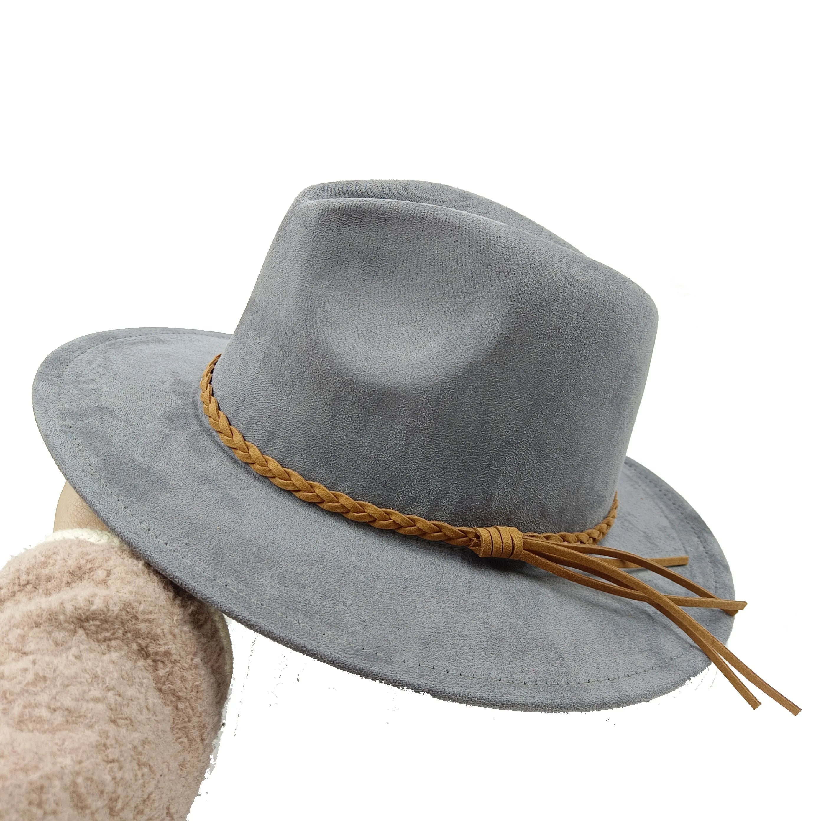 Selected Faux Suede Fedora, Wide Brim Elegant