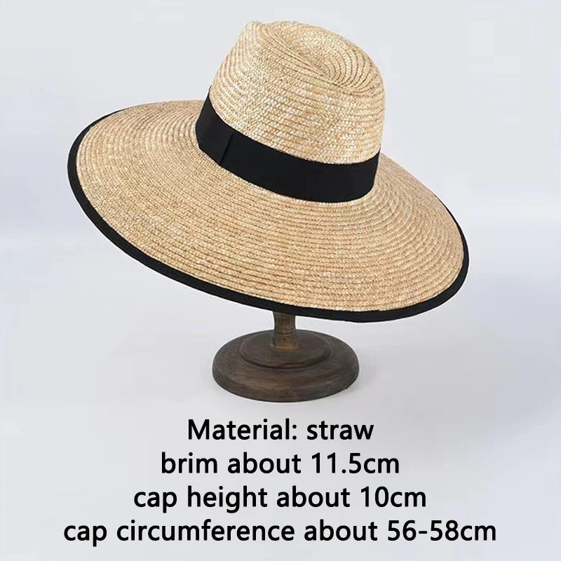 Selected Straw Sun Hat with Belt Trim, Wide Brim