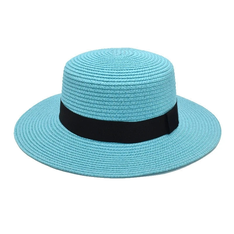 Considered Woven Straw Sun Hat, Flat Wide Brim