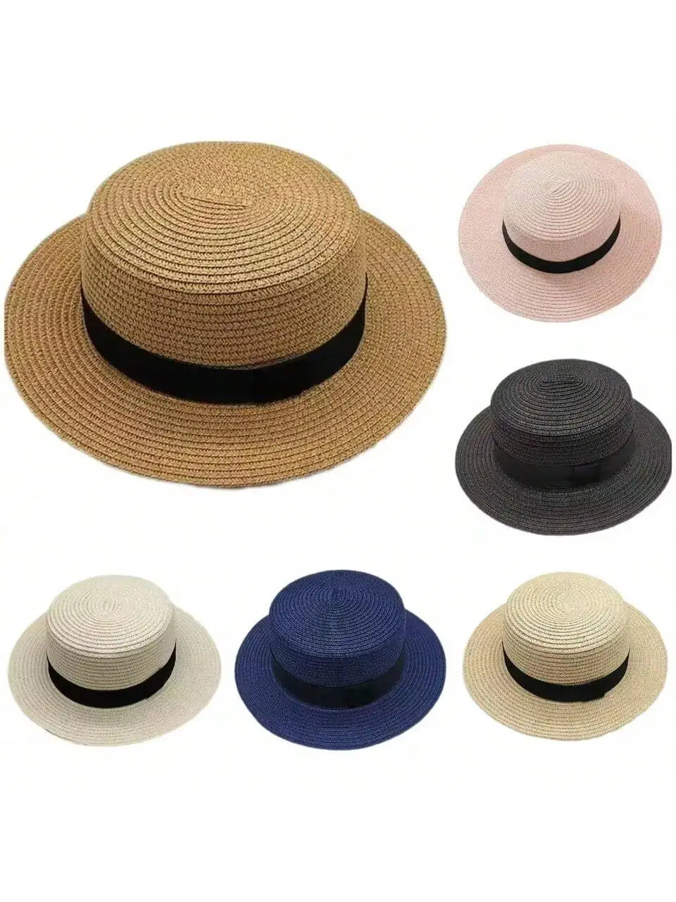 Considered Woven Straw Sun Hat, Flat Wide Brim