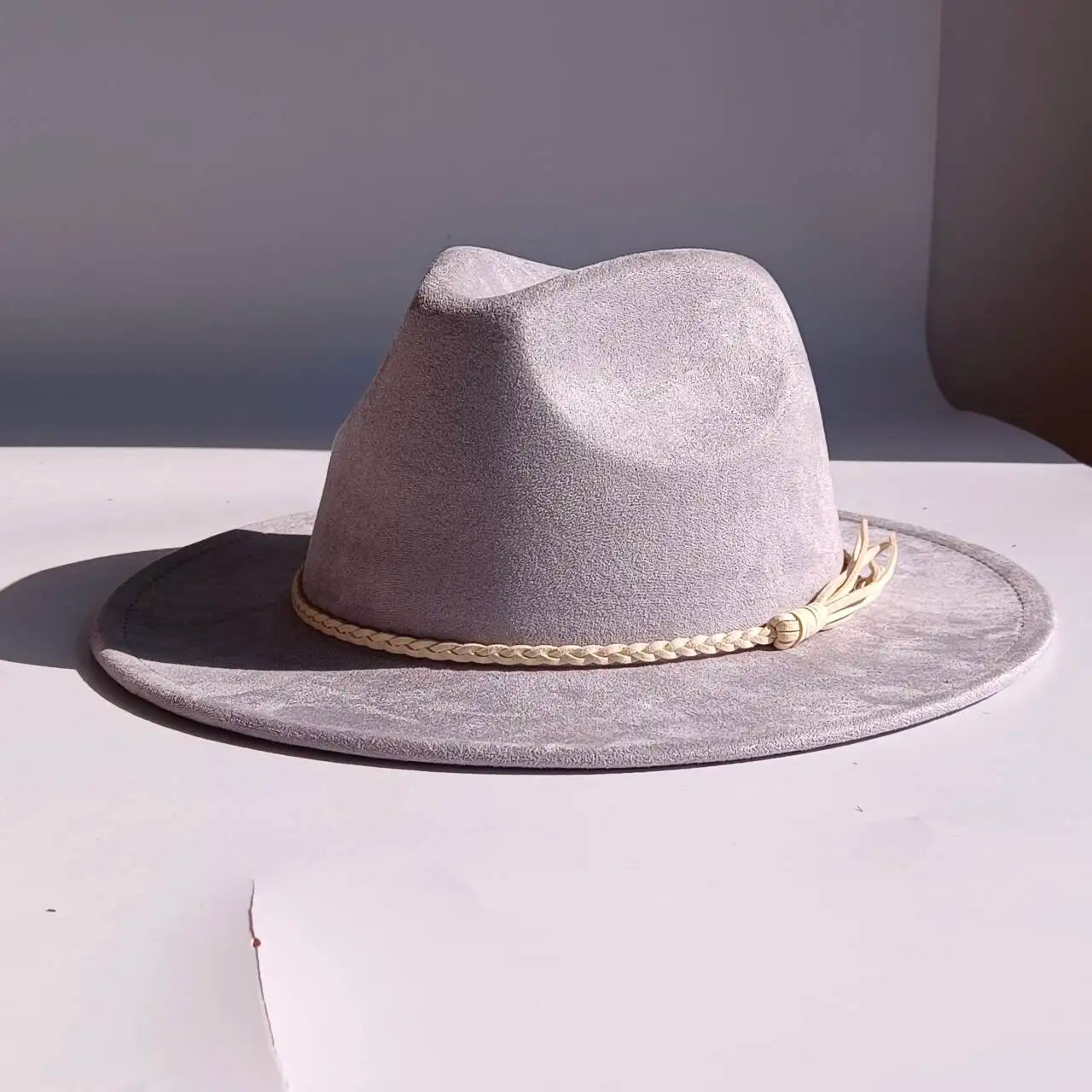 Selected Faux Suede Fedora, Wide Brim Elegant