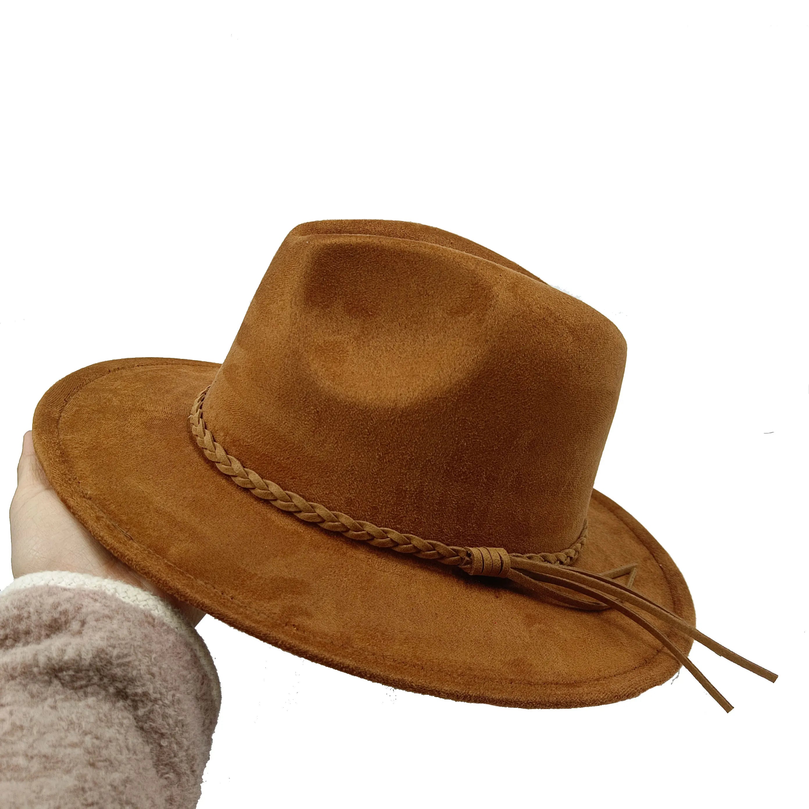 Selected Faux Suede Fedora, Wide Brim Elegant