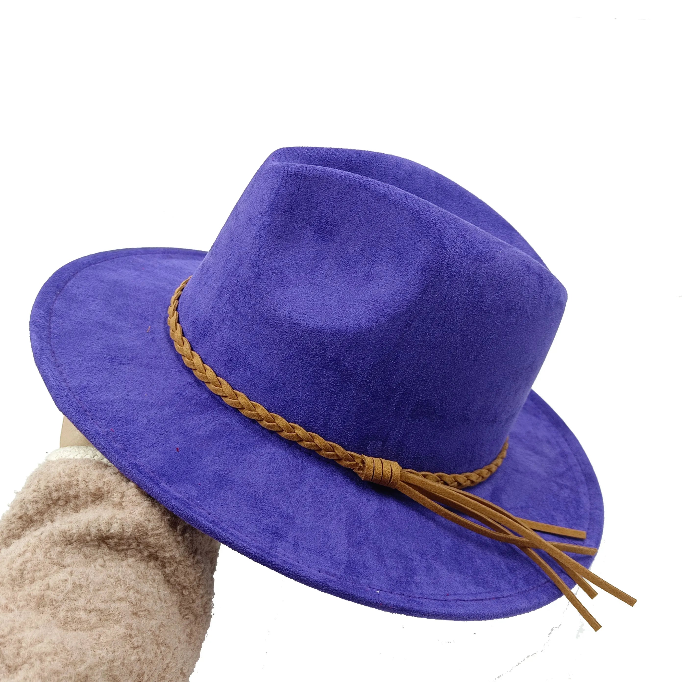 Selected Faux Suede Fedora, Wide Brim Elegant