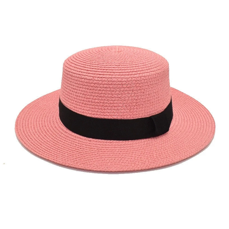 Considered Woven Straw Sun Hat, Flat Wide Brim