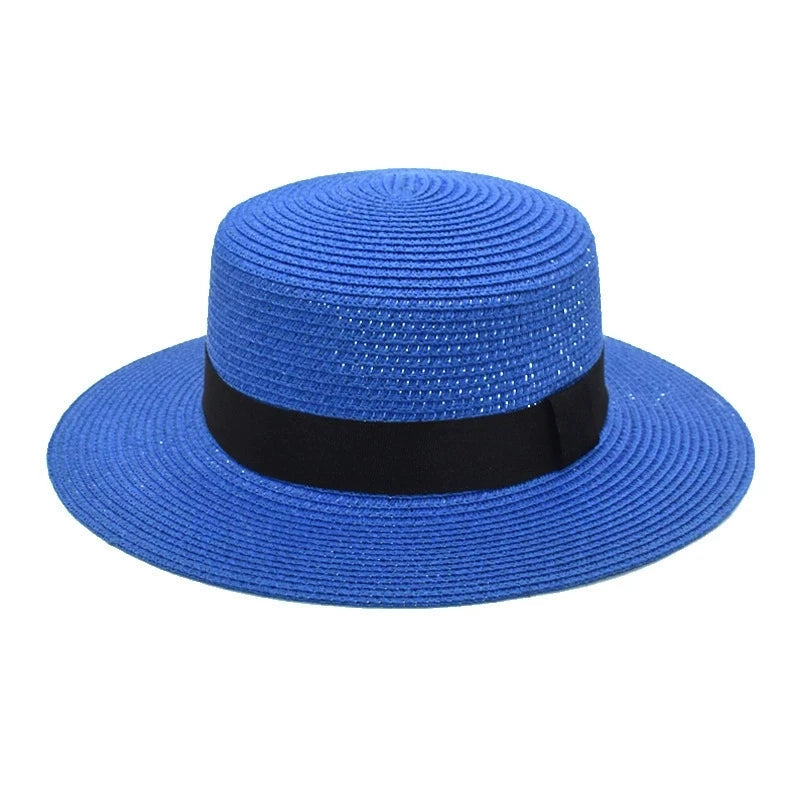 Considered Woven Straw Sun Hat, Flat Wide Brim