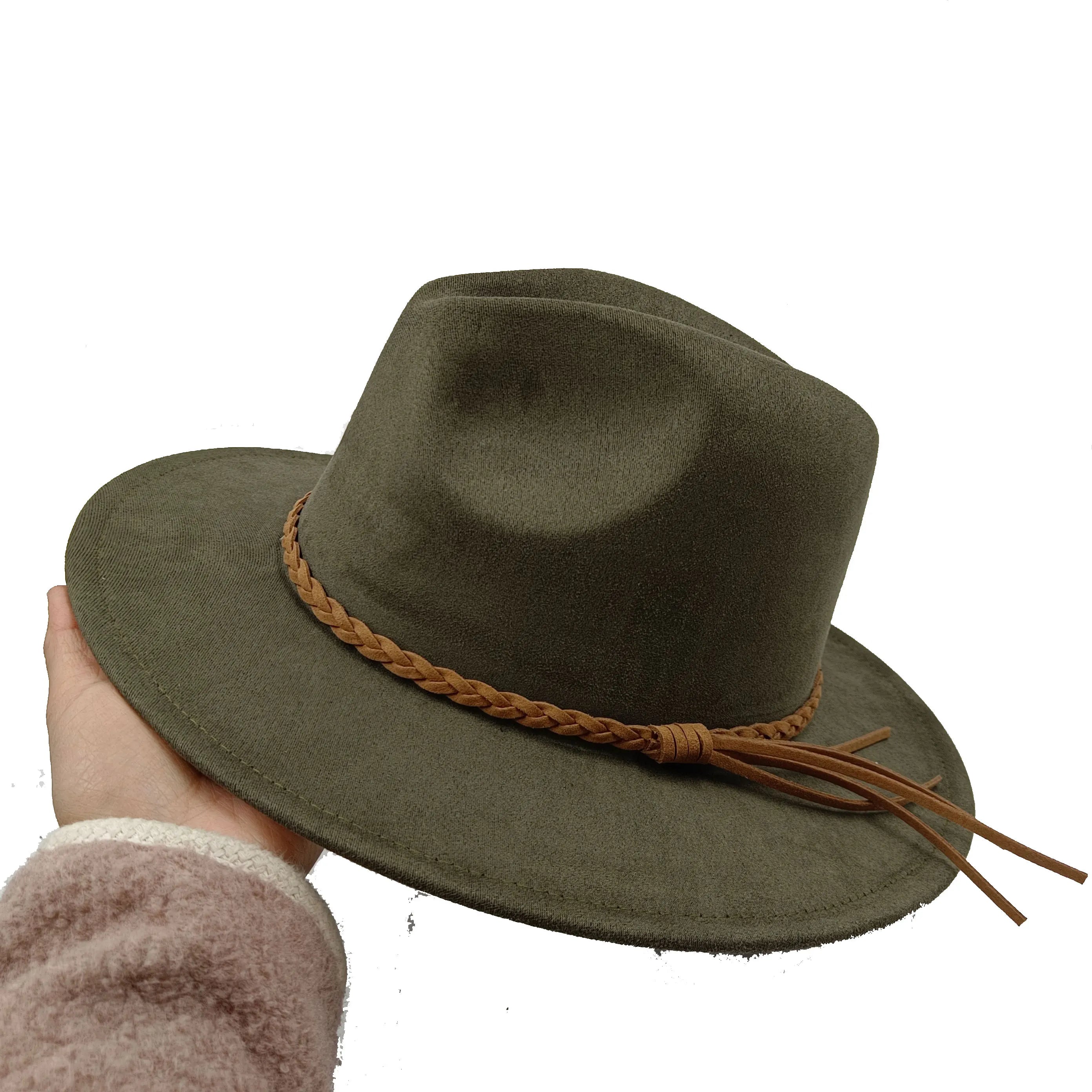 Selected Faux Suede Fedora, Wide Brim Elegant