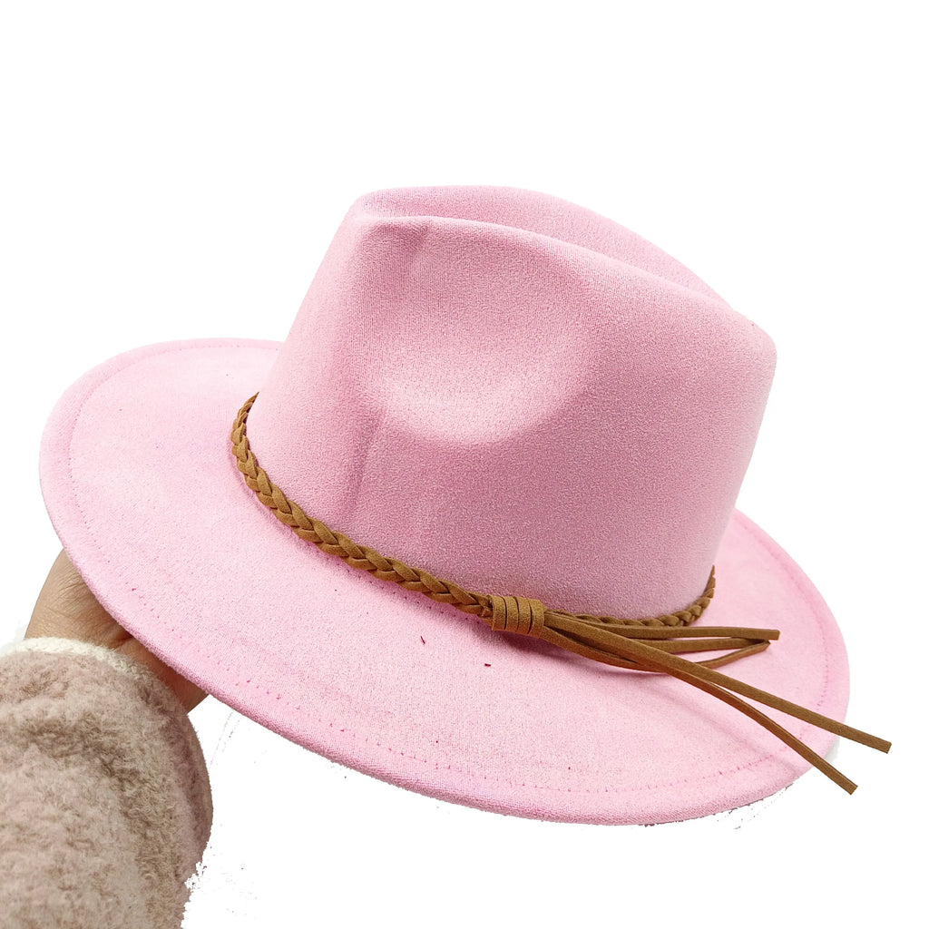 Selected Faux Suede Fedora, Wide Brim Elegant