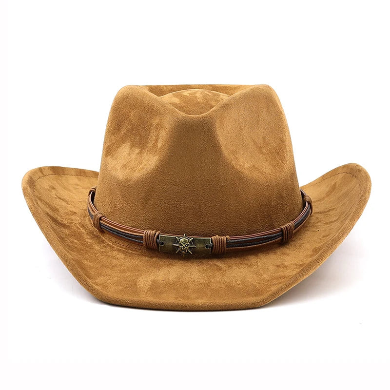 Chosen Faux Suede Western Hat with Rolled Brim