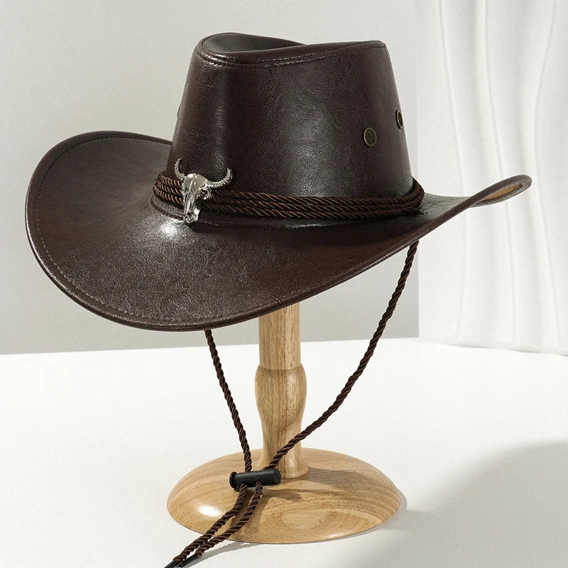 Considered Faux Leather Western Hat, Vintage Finish