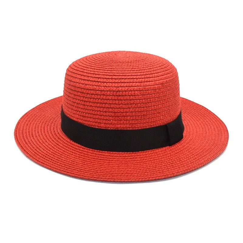 Considered Woven Straw Sun Hat, Flat Wide Brim