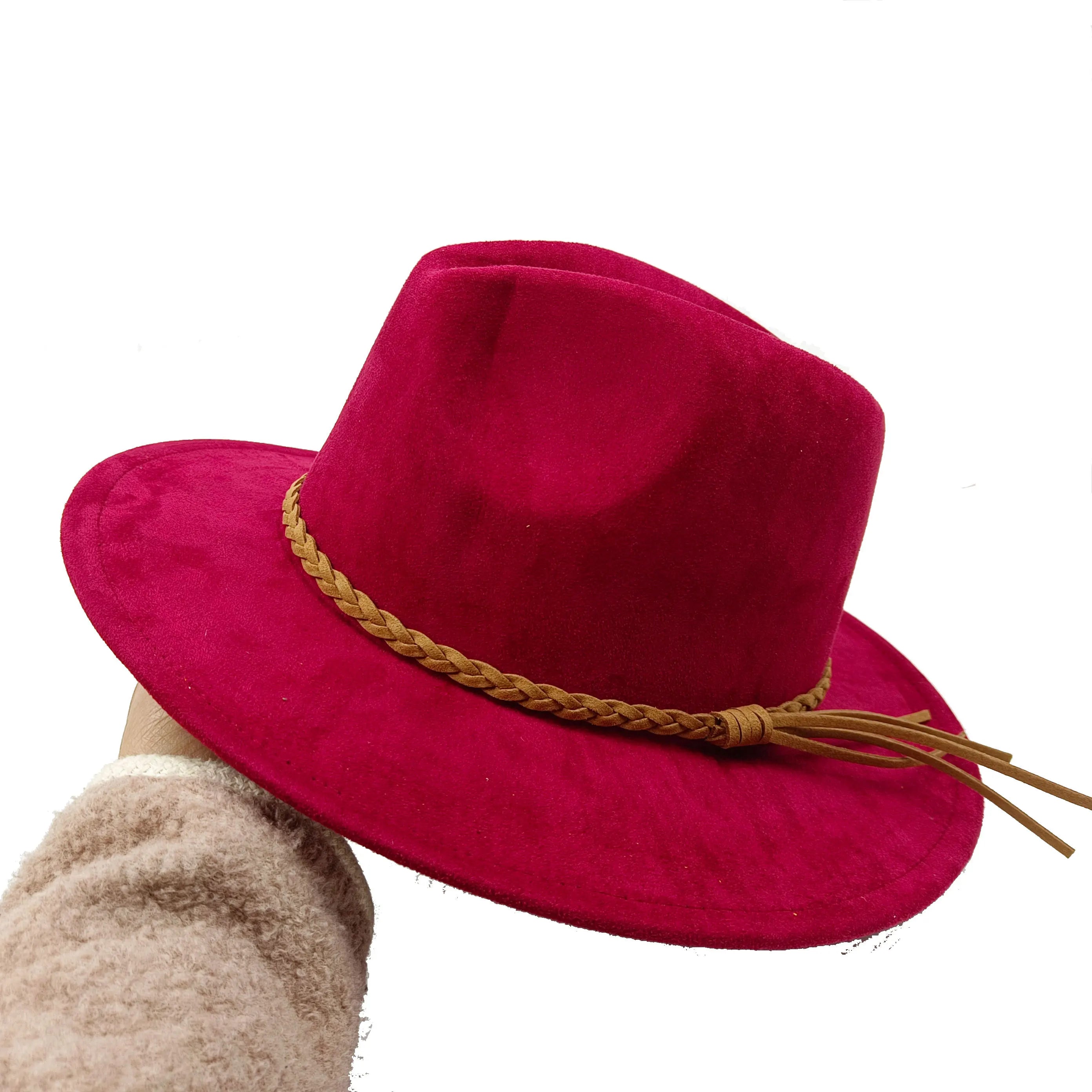 Selected Faux Suede Fedora, Wide Brim Elegant