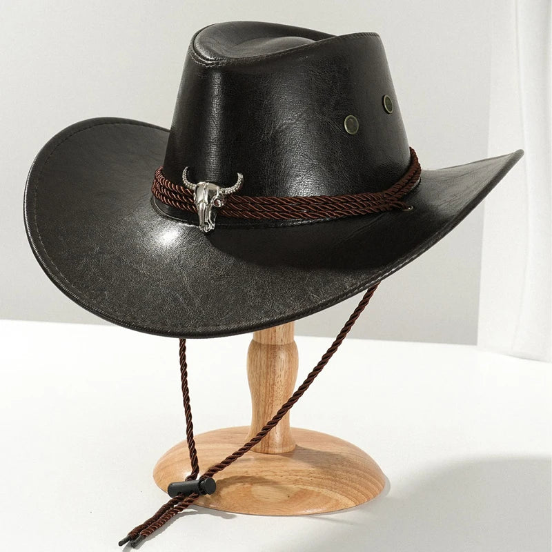 Considered Faux Leather Western Hat, Vintage Finish