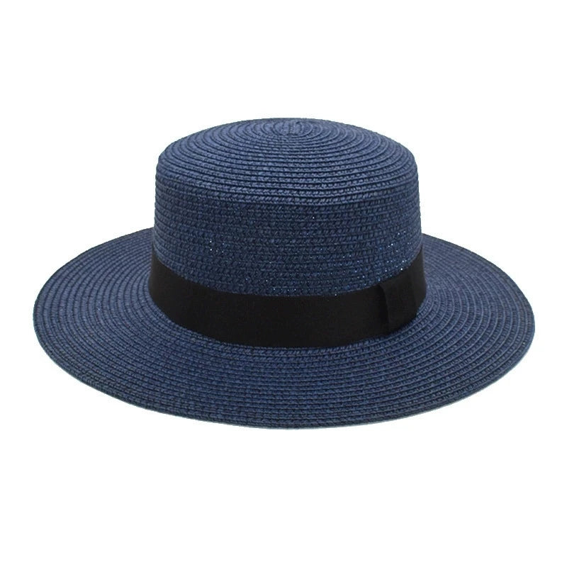 Considered Woven Straw Sun Hat, Flat Wide Brim