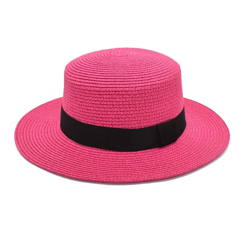 Considered Woven Straw Sun Hat, Flat Wide Brim