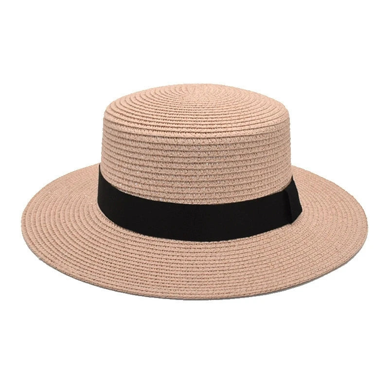 Considered Woven Straw Sun Hat, Flat Wide Brim