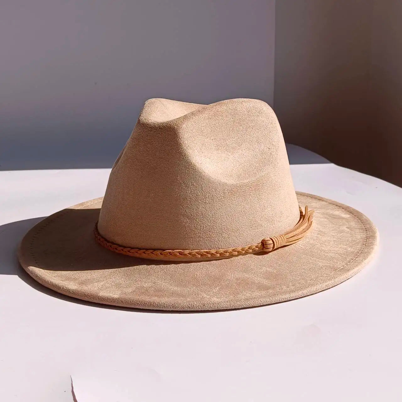 Selected Faux Suede Fedora, Wide Brim Elegant
