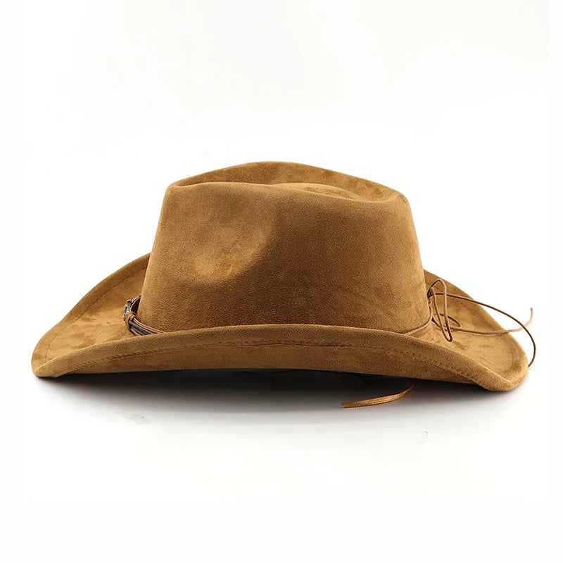 Chosen Faux Suede Western Hat with Rolled Brim
