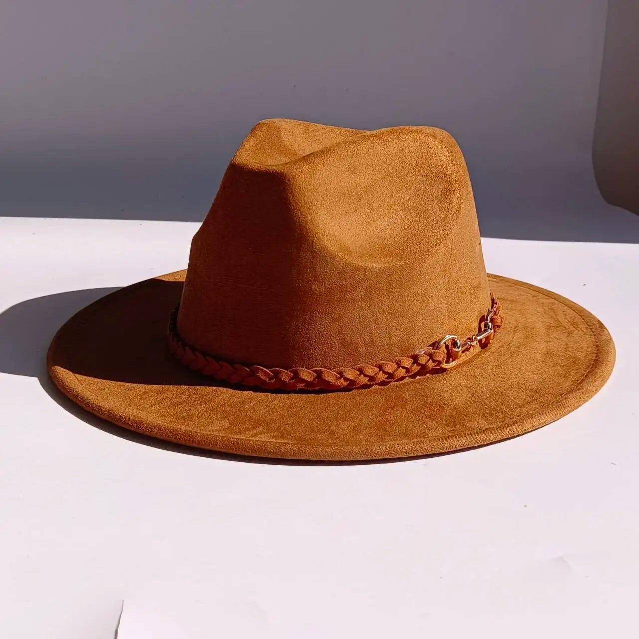 Selected Faux Suede Fedora, Wide Brim Elegant