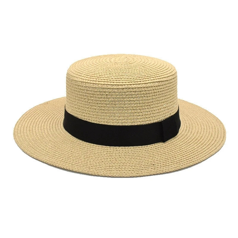 Considered Woven Straw Sun Hat, Flat Wide Brim