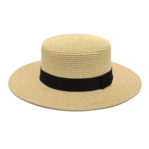 Considered Woven Straw Sun Hat, Flat Wide Brim