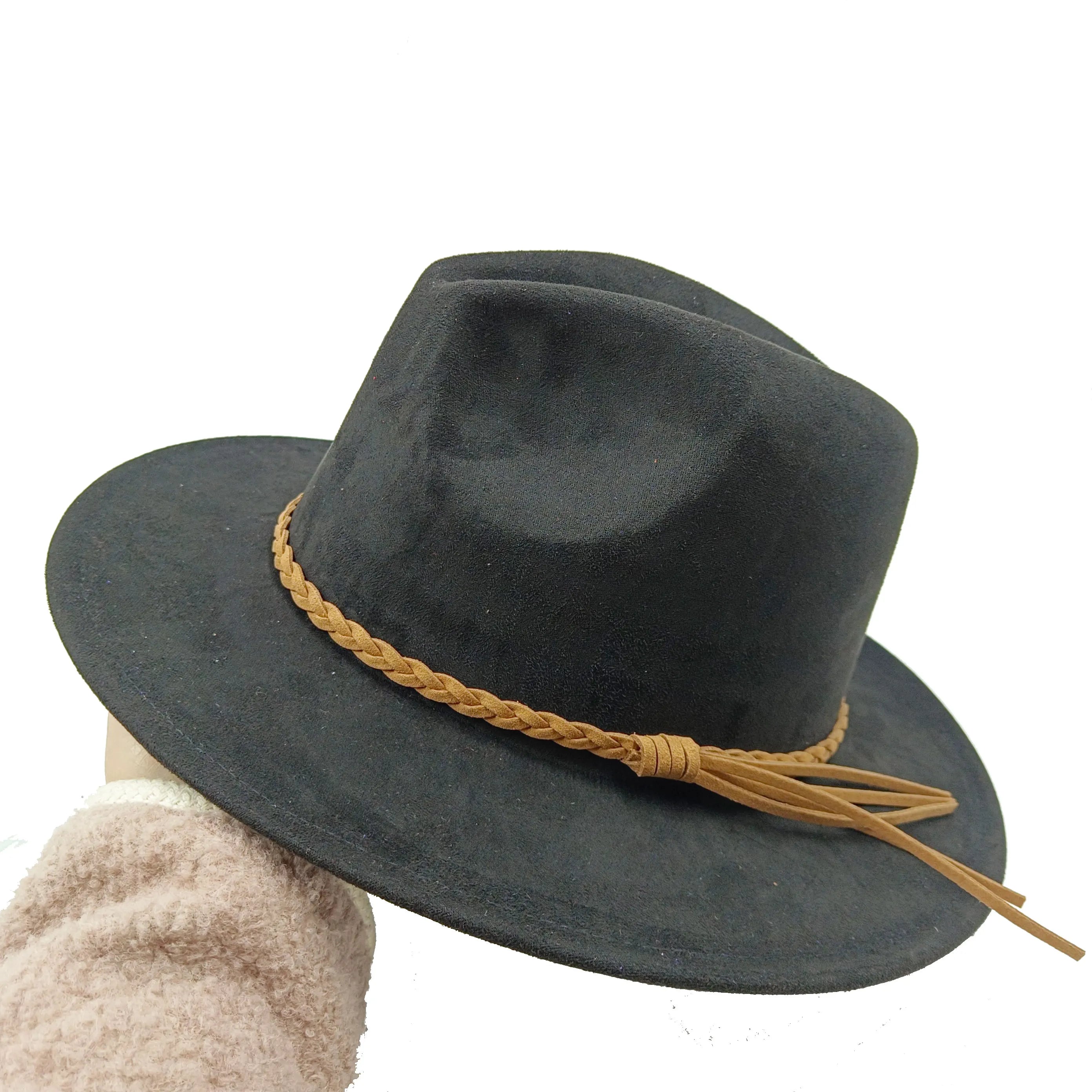 Selected Faux Suede Fedora, Wide Brim Elegant