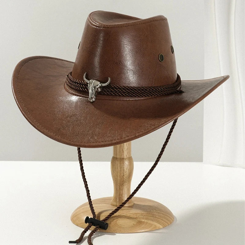 Considered Faux Leather Western Hat, Vintage Finish