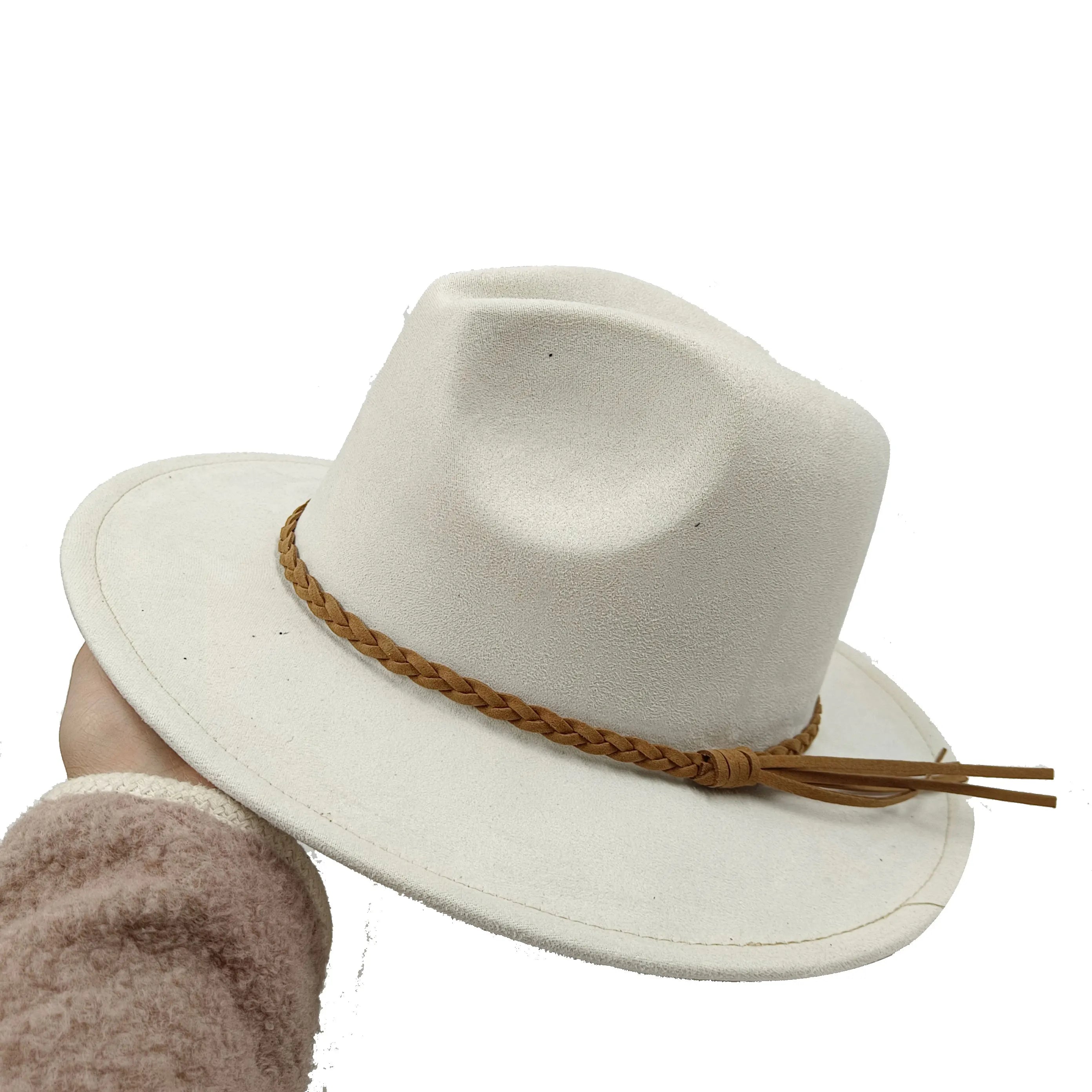 Selected Faux Suede Fedora, Wide Brim Elegant
