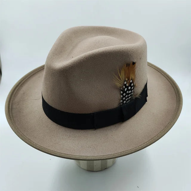 Selected Faux Suede Fedora, Wide Brim Elegant