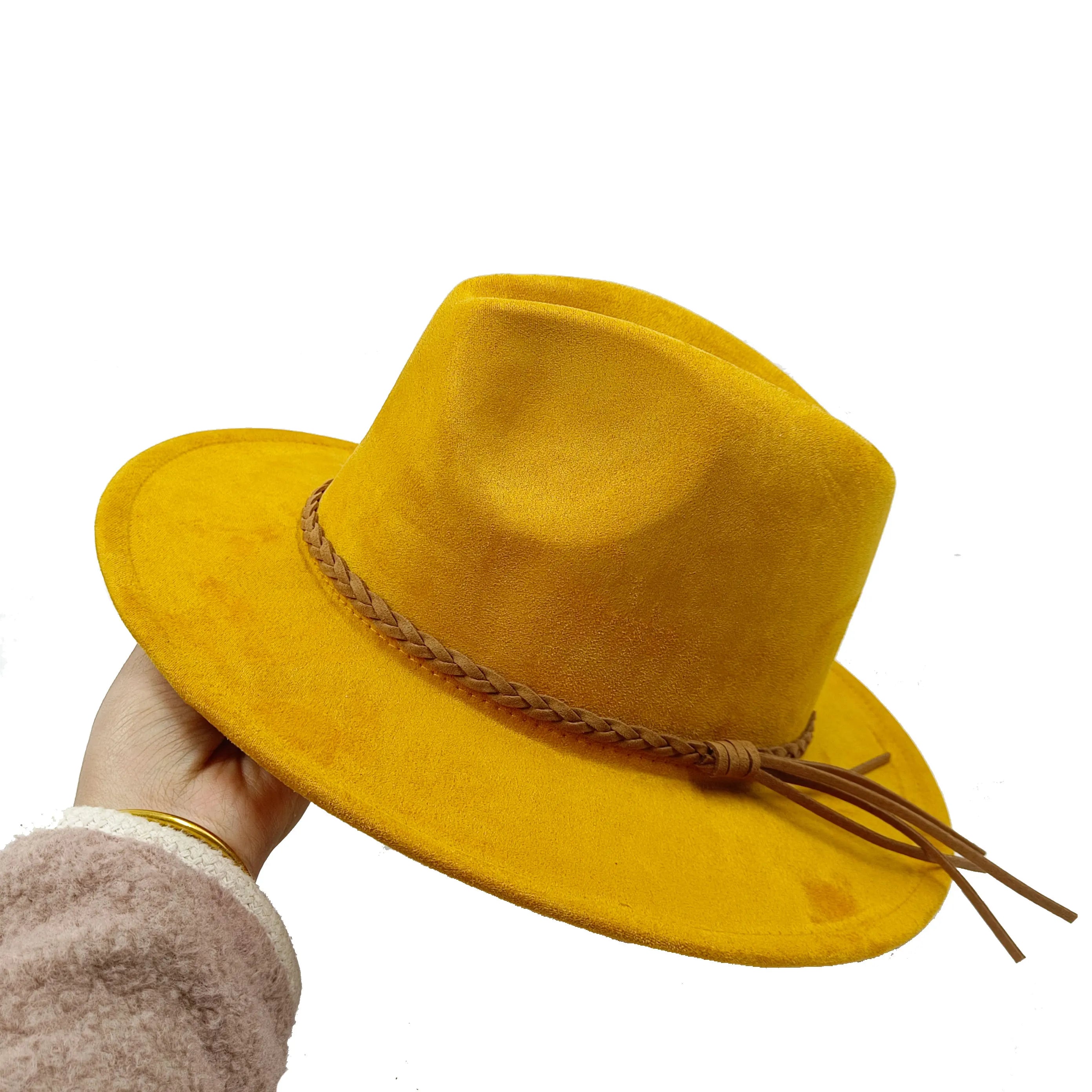 Selected Faux Suede Fedora, Wide Brim Elegant