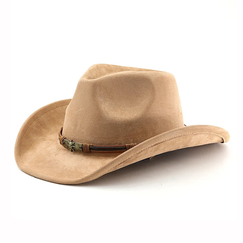 Chosen Faux Suede Western Hat with Rolled Brim