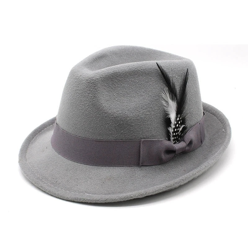 Selected Soft Felt Hat with Feather Trim