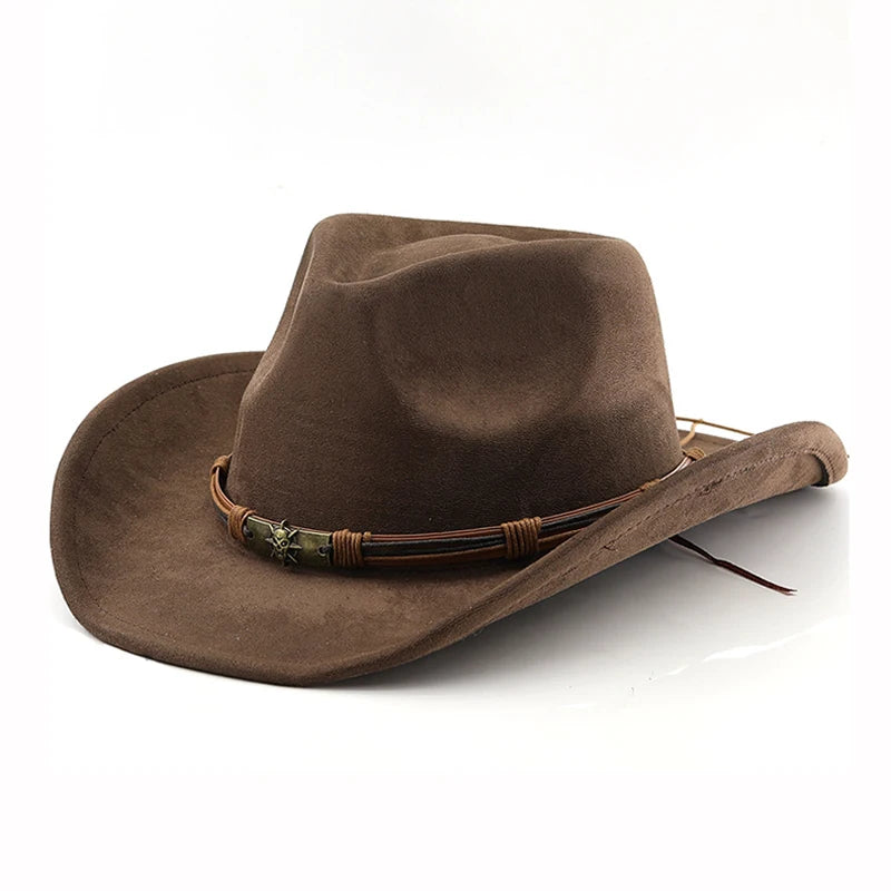 Chosen Faux Suede Western Hat with Rolled Brim