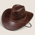 atelierbrim faux leather cowboy hat with rolled brim, Brown