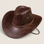 atelierbrim faux leather cowboy hat with rolled brim, Brown