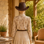 Faux Leather Cowboy Hat with Rolled Brim