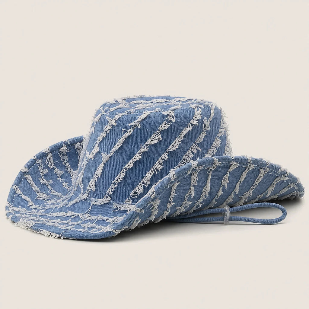 atelierbrim Edit No. 19 washed denim cowboy hat, Washed Blue